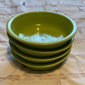 Vintage Fiesta HLC Green 7″ Cereal Bowls Set of 4 – Embossed Fiesta Made in USA